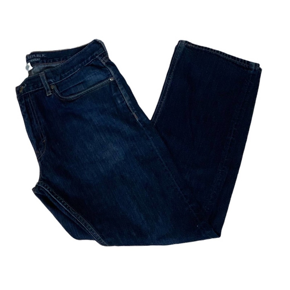 Banana Republic Vintage Straight Front Zip 5 Pocket Jean Medium Rinse Blue 33x29